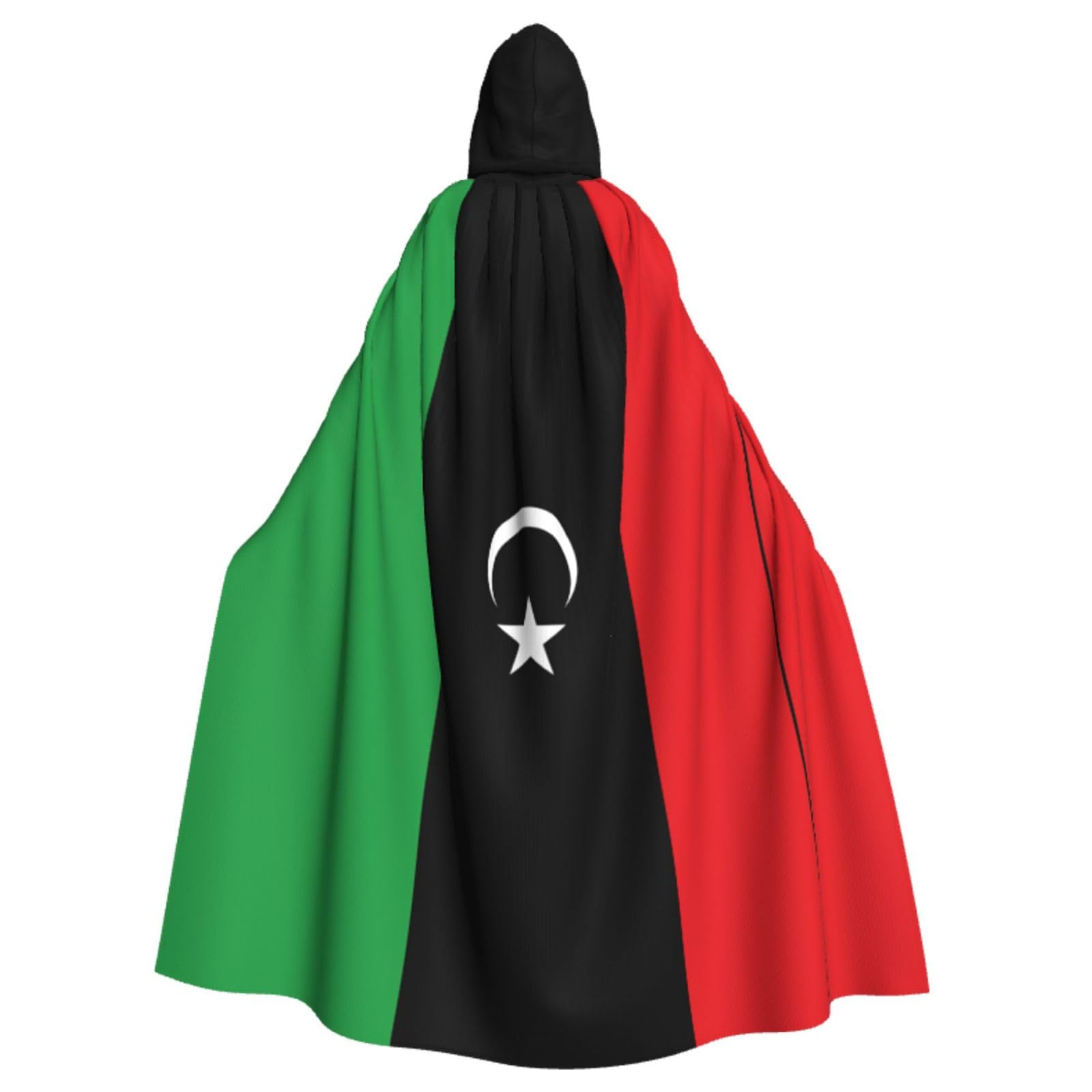 WURTON Libysche Flagge Druck Halloween Kapuzenumhang geeignet Karneval Mottoparty Halloween Cosplay Kostüm