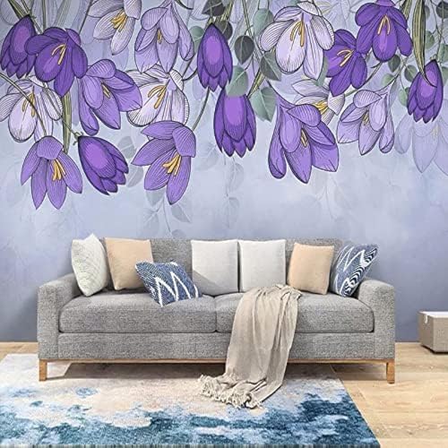 XLMING Handgemalte Lila Blumen 3D Tapete Wohnzimmer Sofa Schlafzimmer Esszimmer Home Dekoration Wand-150cm×105cm