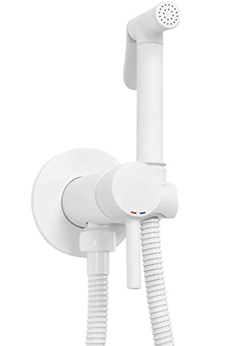 Rea Bidet Handbrause LUNGO LOOP WHITE Bidet Armaturen aus Messing für Toilette Bad WC Duschkopf Sprühkopf Badezimmer-Hygiene (Weiß)