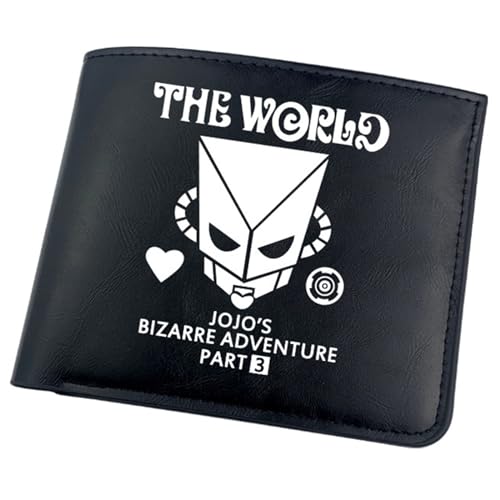 RYNDEX Jo-Jo's Bizar-re Adventu-re Anime-Geldbörsen, Cartoon-Druck Geldbörse Klein, PU-Leder Geldbörse Brieftasche Wallet(Color:Black 1)