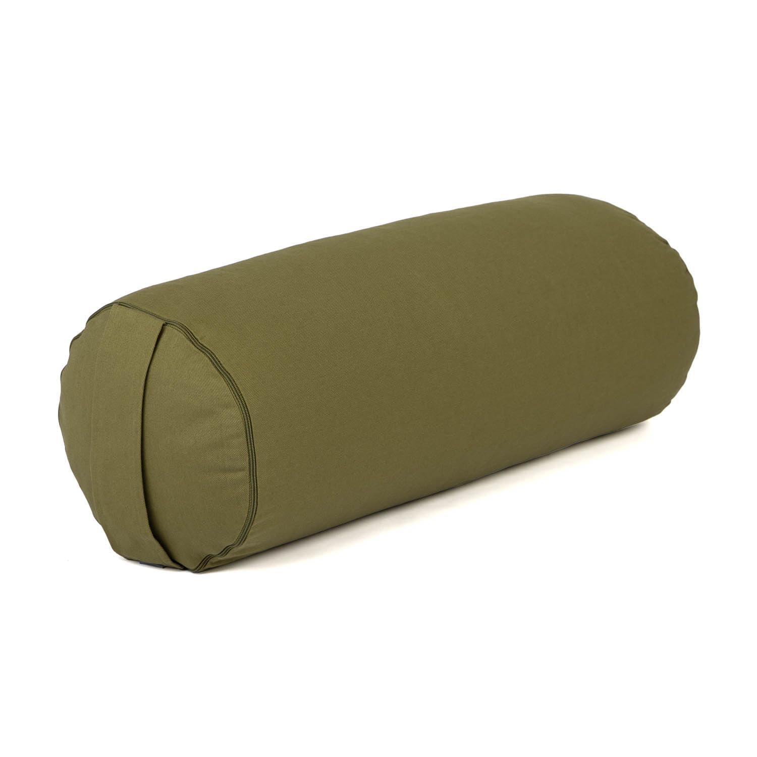 bodhi | Yoga Bolster ECO | 100% Bio-Baumwolle | Yogarolle mit Bio Dinkelfüllung | Waschbar | Yogakissen rund für Restoratives Yoga Übungen | Groß 65 x 20 cm (lodengrün)