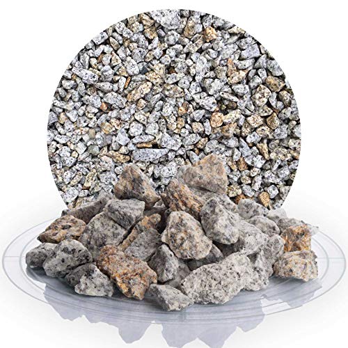 Schicker Mineral Granit Ziersplitt gelb-grau 25 kg in 8-16 mm und 16-32 mm, ideal zur Gartengestaltung, bunter Granit Naturstein Splitt (16-32 mm)