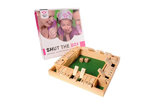 Engelhart - Shut The Box, Für 2-4 Spieler - Schließen Sie die Box Holzspiel - Brettspiele Aus Holz - Holzspiele