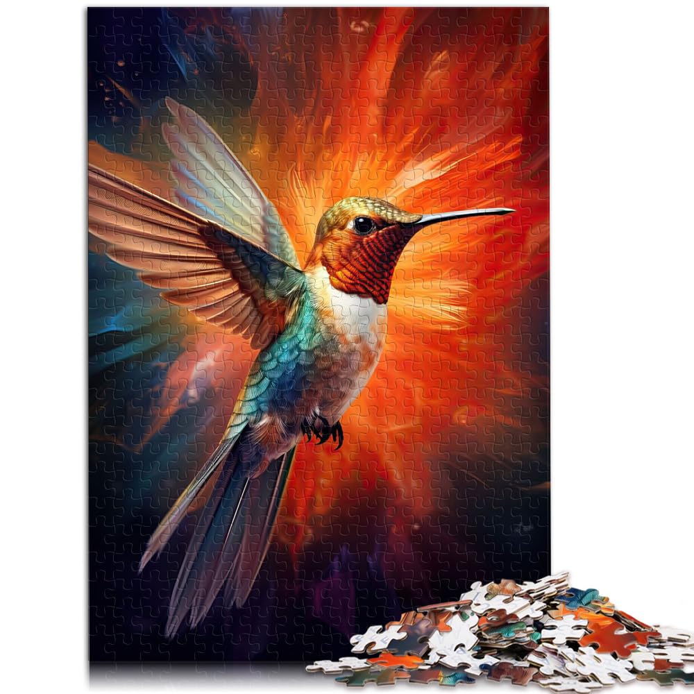 Puzzle für Kolibri-Tier. Lustiges Puzzle für Erwachsene, 1000-teiliges Holzpuzzle mit passendem Poster und Wissensblatt. 1000 Teile (50 x 75 cm)