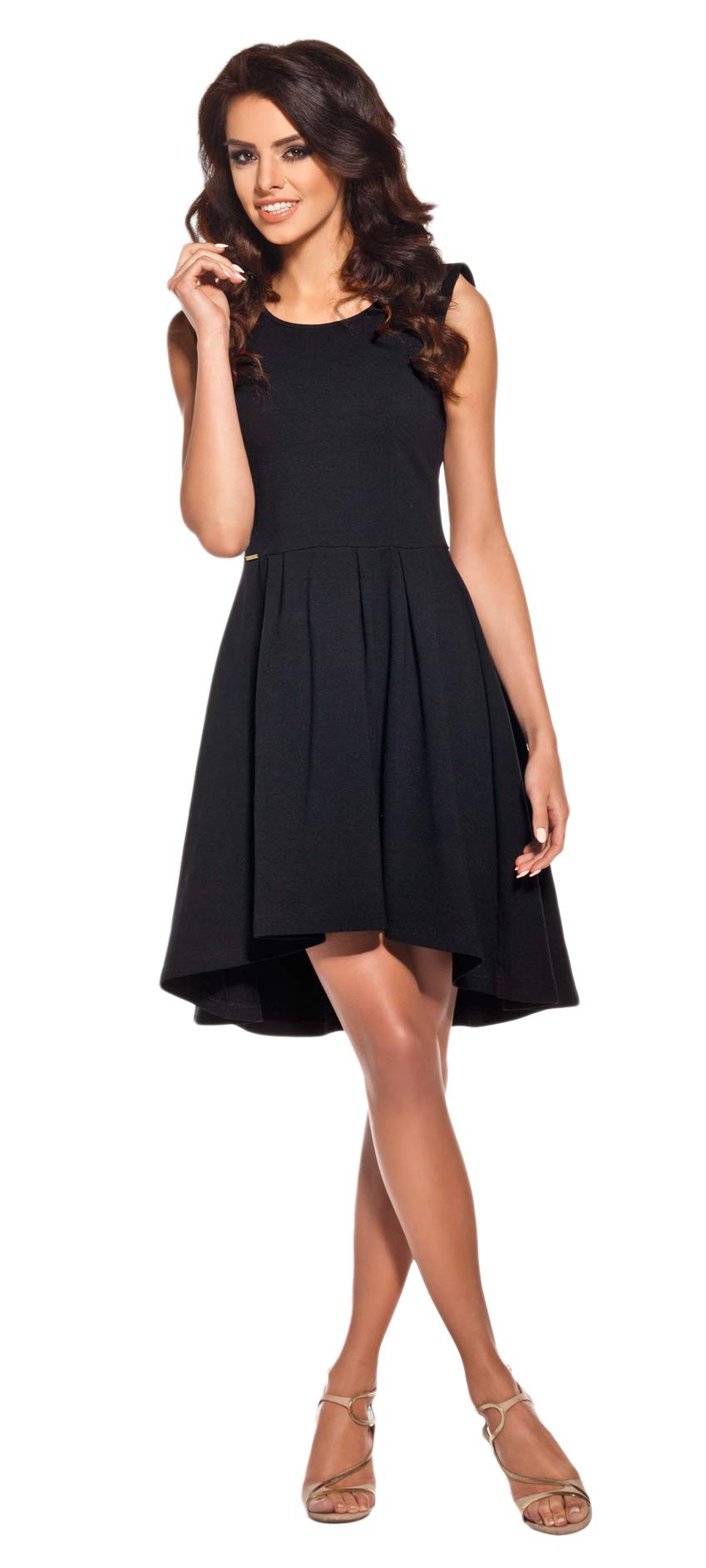 Lemoniade Damen Sommerkleid mit ausgefallenem Schnitt Made in EU, Modell 1 Schwarz, Gr. S (36)