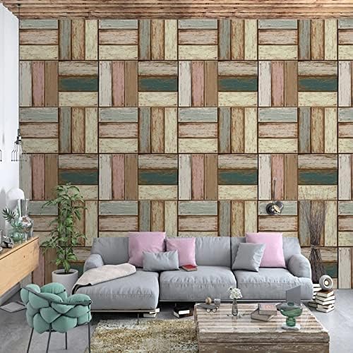 XLMING Vintage-Nostalgie-Holzbrett 3D Tapete Home Dekoration Wohnzimmer Sofa Schlafzimmer Tv Hintergrund Wand-400cm×280cm