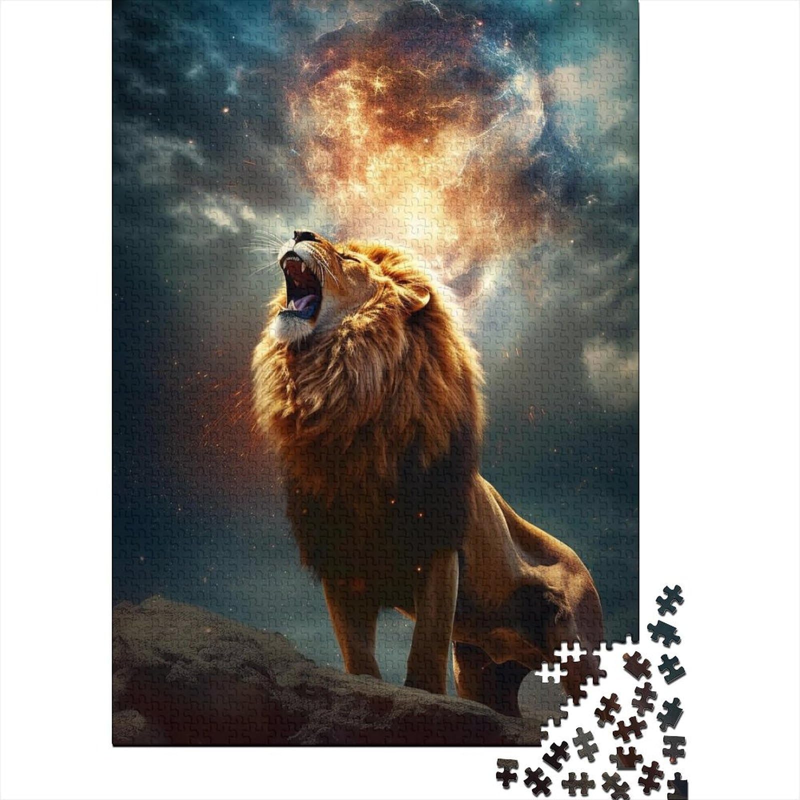 Holzpuzzle „Lions of The Galaxy“ für Teenager, Geschenke, Kunstpuzzle für Erwachsene, 1000 Teile, Holzpuzzle für Erwachsene und Teenager (Größe: 75x50cm)