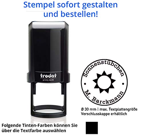 Stempel Trodat Printy 4630 rund (30x30 mm), für 5 Zeilen, in verschiedenen Farben, gleich Online gestalten!!! (schwarz)