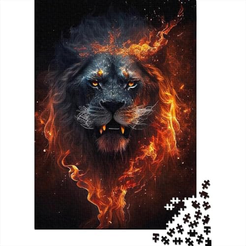 Puzzle mit 1000 großen Teilen für Erwachsene, flammender Löwe, lustige Puzzles für Erwachsene, 1000-teilige Familienspiele, Weihnachts- und Geburtstagsgeschenke (Größe 75x50cm)