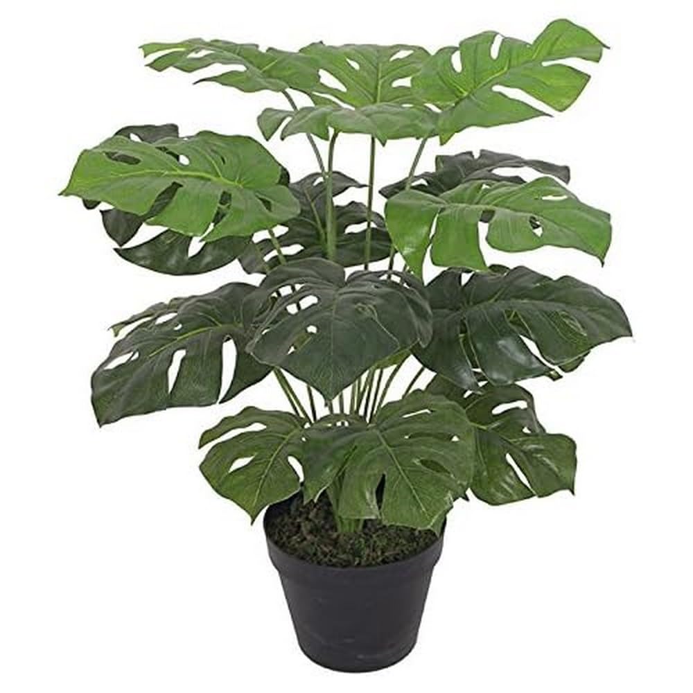 Leaf Künstliche Pflanze mit Blättern, Schwarz, Kunststoff, 60 cm Monstera