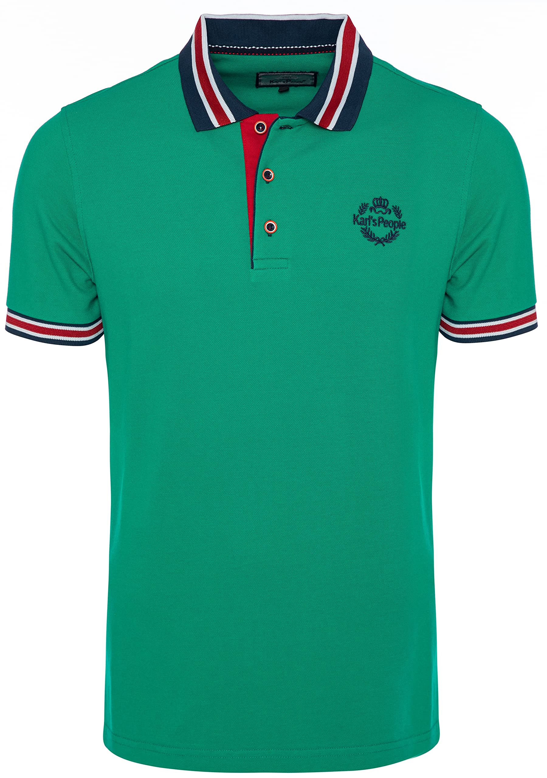 Karl´s People Kurzarm Poloshirt für Herren 100% Baumwolle by CARISMA • Herren Polo Shirt mit Stickerei • Angenehmes Regular Fit Shirt für Büro und Freizeit K-129 XXL, Grün