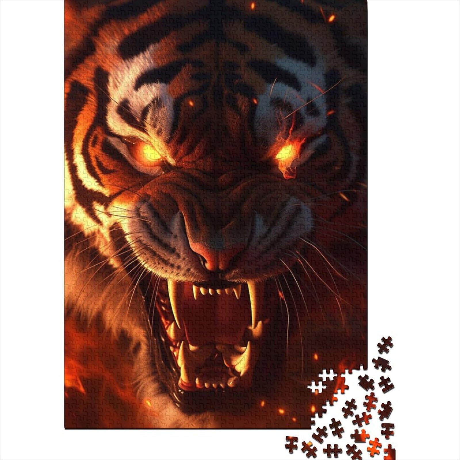 Der wilde Tiger, Holzpuzzle für Teenager, 1000 Teile, für Erwachsene, schwierige Puzzles, Lernspiele, Heimdekorationspuzzle, 75x50cm