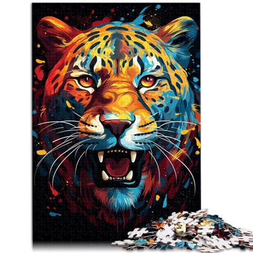 Puzzle für Fantasie, bunter Leopard, 1000 Teile, Puzzle, Holzpuzzle, Spielzeug, Puzzle, Lernspiele, Stressabbau-Puzzle, 1000 Teile (50 x 75 cm)