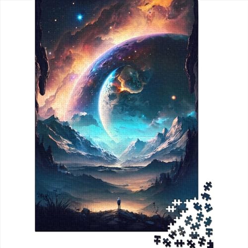 Cosmic Mountain Adventure Holzpuzzle für Erwachsene Puzzlespielzeug 1000 Teile Puzzle für Erwachsene Einzigartige Geburtstags 29,53 x 19,69 Zoll