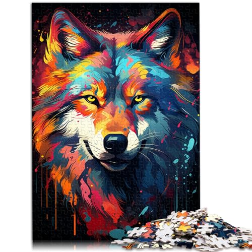 Puzzles, Malen, Farbe, Wolf, 500 Puzzles für Erwachsene, 500 Teile, Holzpuzzle, Spaß bei Aktivitäten zu Hause, Geburtstagsgeschenk, Reisegeschenke, 500 Stück (38 x 52 cm)