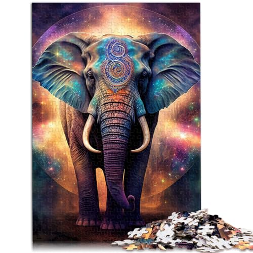 Puzzle-Geschenk, Elefant, buntes Tier, Puzzle 1000 Teile, Holzpuzzle für Erwachsene, Wanddekoration, einzigartige Geburtstags, 1000 Teile (50 x 75 cm)