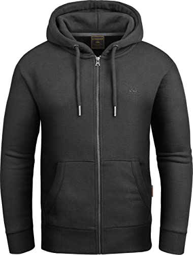 Grin&Bear Hoodie Herren Sweatshirt mit Reißverschluss mit Reißverschluss GEC605 Schwarz XL