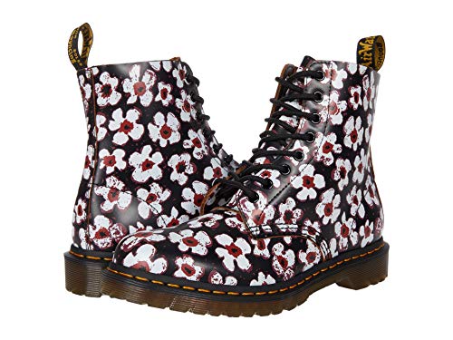 Dr. Martens Lederstiefel 1460 Pascal Black + Red Pansy Fayre Vintage Smooth, Schwarz , 40 EU