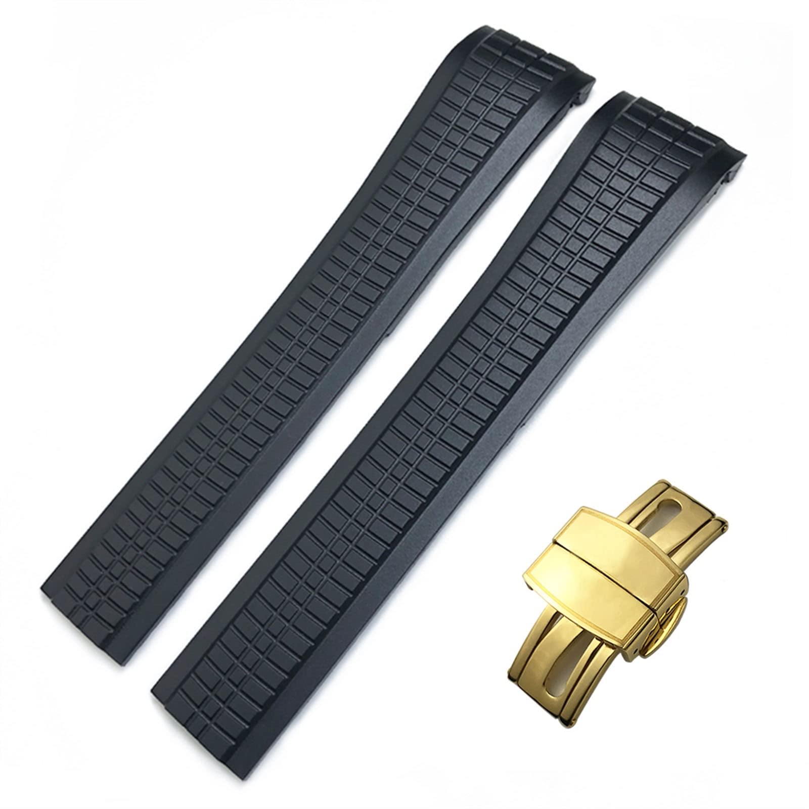 NEYENS 21 mm buntes fluoröses Gummi-Uhrenarmband für Patek 5164A 5167A Aquanaut Philippe Serie Schmetterlingsschnalle Silikon-Uhrenarmband, Rose Buckle, Achat