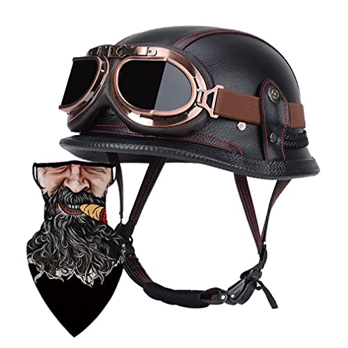 Halbschalenhelm mit DOT/ECE Motorradhelm Motorrad Halbhelme Open Face Helm Jethelm Rollerhelm Motorrad-Halb offener Helm Mopedhelm Cruiser Chopper Helm