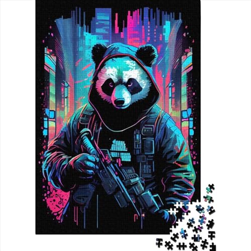 Neon-Panda-Puzzle für Erwachsene, 1000 Puzzles für Erwachsene, Teenager, Puzzles für Erwachsene, Lernspiel, Herausforderungsspielzeug, 75 x 50 cm