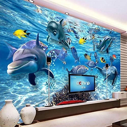 XLMING Cartoon World Delphin Bilder Küche Esszimmer Arbeitszimmer Wohnzimmer TV Hintergrund Wand 3D Tapete-430cm×300cm