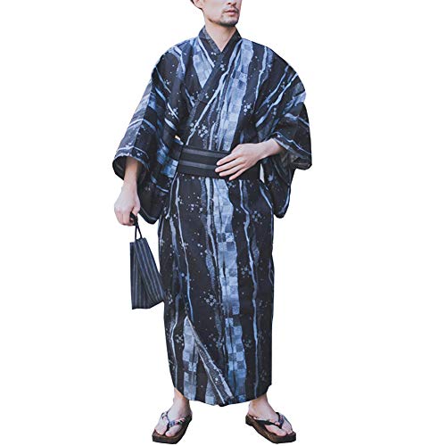 Herren japanischer Yukata japanischer Kimono Home Robe Pyjamas Morgenmantel Gr??e L-F6