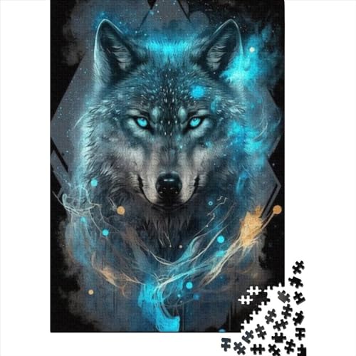 Puzzle für Erwachsene, Fantasy-Puzzle „Strange Wolf“, Premium-Holzplatte aus 100% Recyclingholz, für Erwachsene, Teenager, Jungen und Mädchen, Geschenk (Größe 75 x 50 cm)