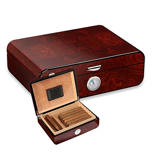 JMbpkduHs Zigarren-Humidor, Innenausstattung Aus Spanischem Zedernholz, Fasst 35 Humidor-Zigarrenboxen Mit Hygrometer Und Luftbefeuchter, Zigarrenbox Für Männer/Frauen,B