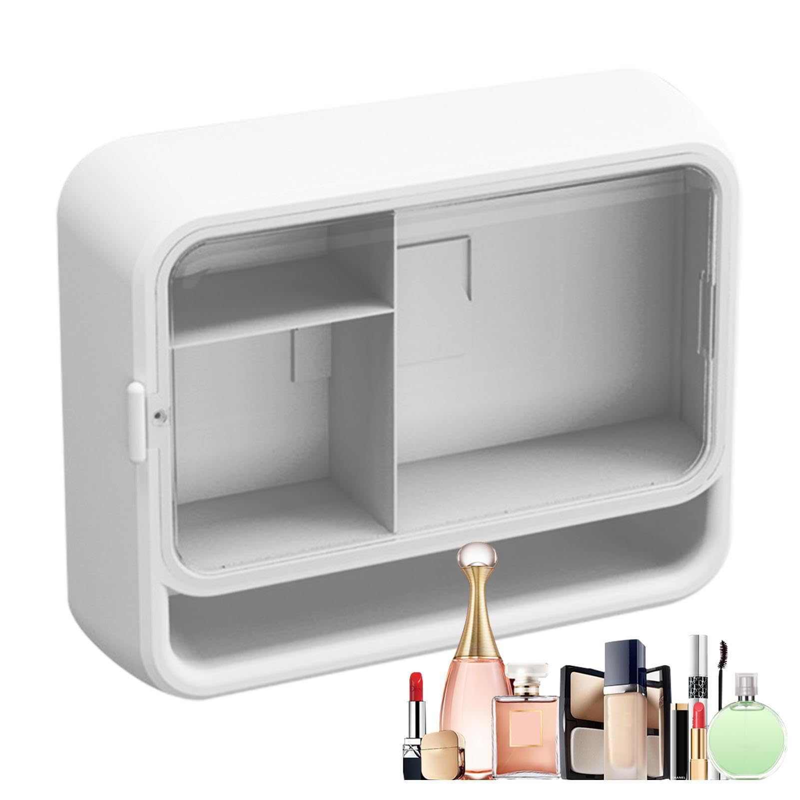 Aufbewahrungsbehälter für die Wand, Aufbewahrungsbehälter für Badezimmer | Behälter für Wattestäbchen, Aufbewahrungsbox für Kosmetik, Staubschutz, mehrschichtiger Make-up-Organizer, R