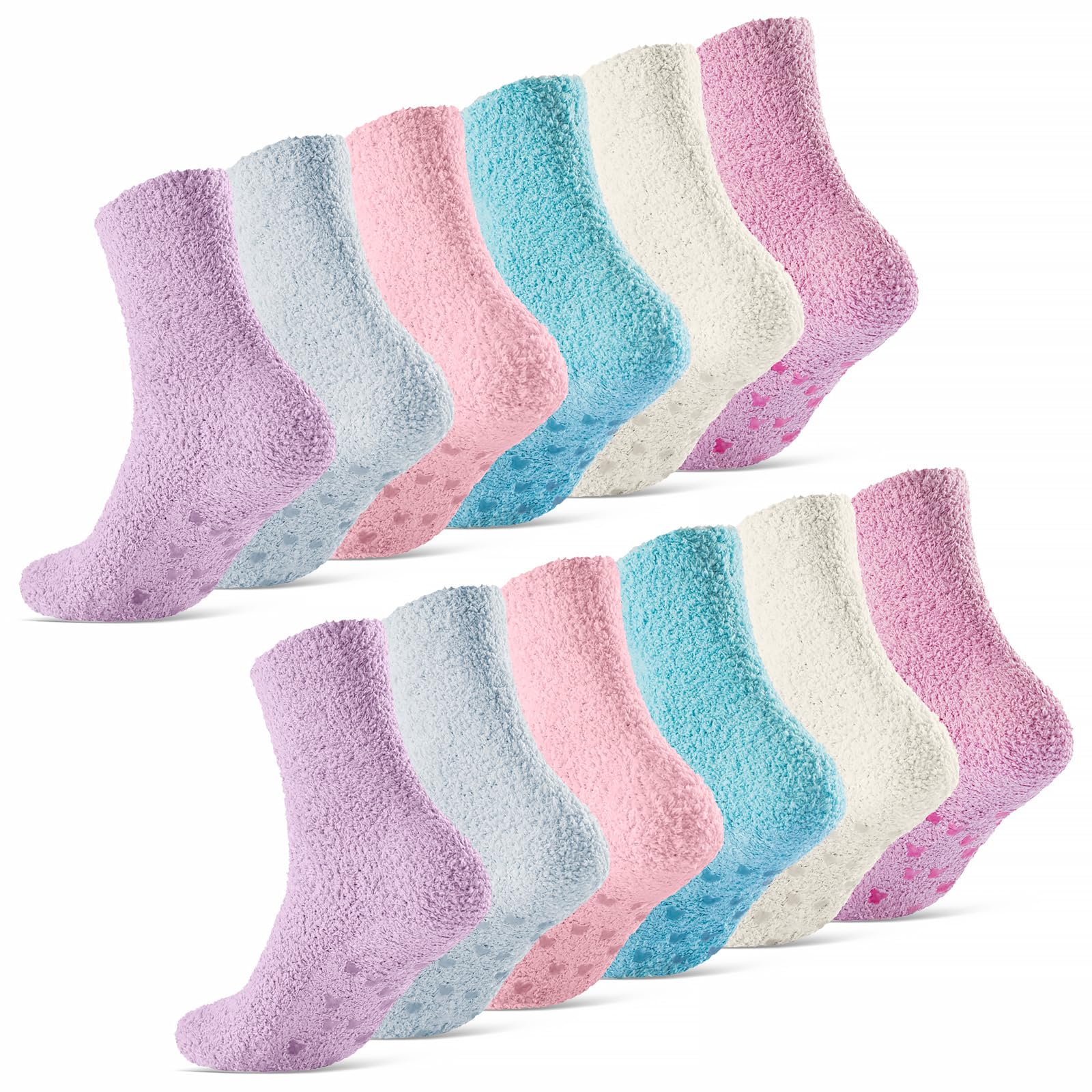 sockenkauf24 Damen Kuschelsocken Antirutsch ABS Sohle Stoppersocken Flauschig 37417 (12 Paar 35-42)