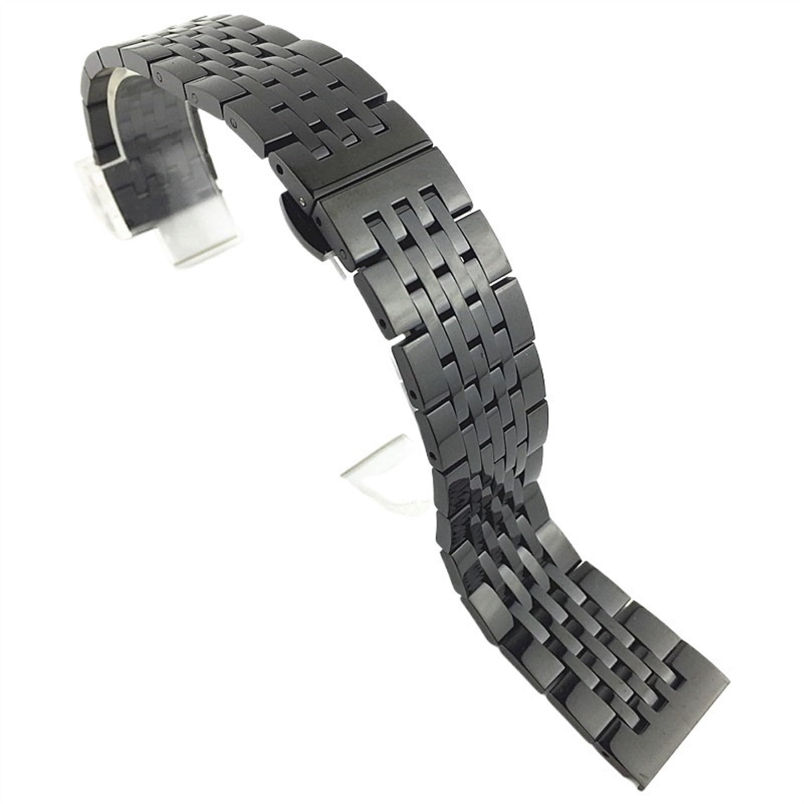 THBGTCNQ 2 in 1 gebogenes gerades Uhrenarmband aus Edelstahl, 16 mm, 18 mm, 20 mm, 22 mm, Uhrenarmband, Ersatzarmband(Black,22mm)