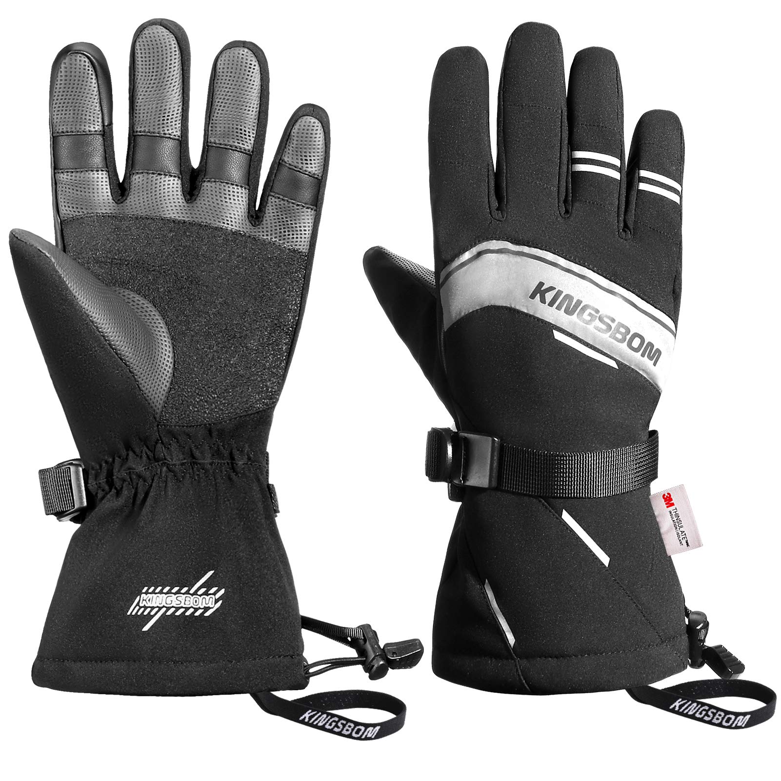 KINGSBOM Wasserdichte Ski- und Schneehandschuhe, 3M Thinsulate Winter Warm Touchscreen Snowboard Handschuhe für Damen & Herren (X-Large)