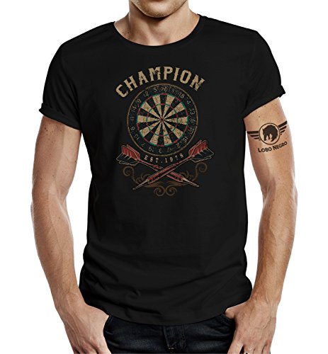 LOBO NEGRO Original Design, T-Shirt für den Dart Fan: Dart-Champion