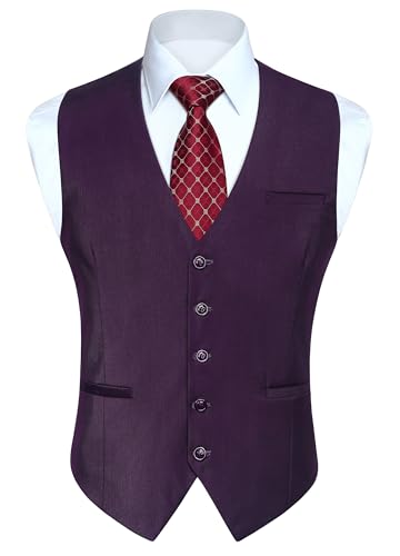 Enlision Westen für Herren Formale Weste Hochzeits Slim Fit Anzug Weste Party Business Männer Smoking Westen Elegant Anzugswesten Violett XS