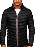 BOLF Herren Übergangsjacke Steppjacke Daunenjacke Sportjacke Freizeitjacke Reißverschluss Street Style J.Style SM71 Schwarz M [4D4]