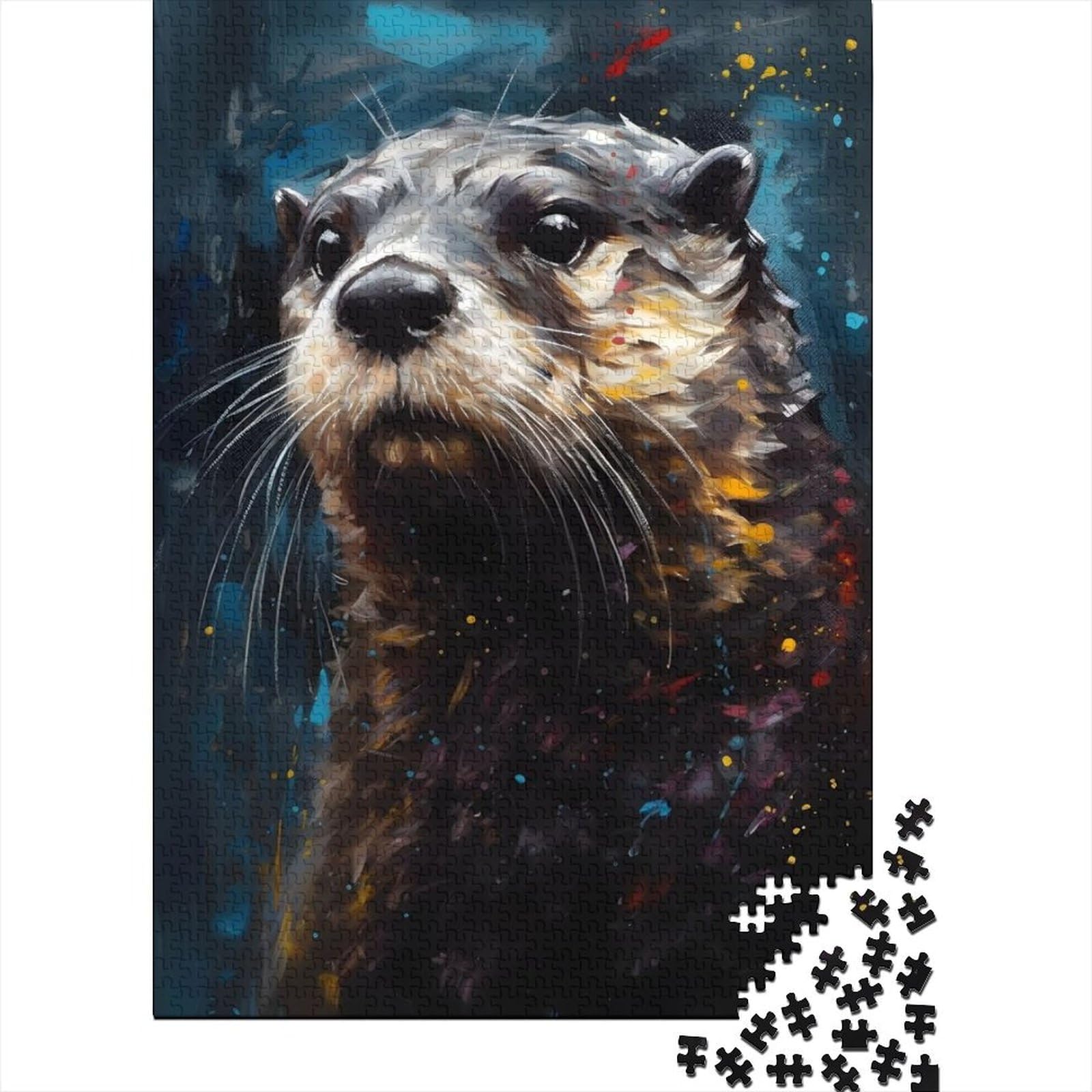 1000-teiliges Puzzle für Erwachsene und Teenager, Otter-Ölgemälde-Porträt, Puzzle für Erwachsene und Teenager, Weihnachtspuzzle-Geschenke für Frauen (29,53 x 19,69 Zoll)