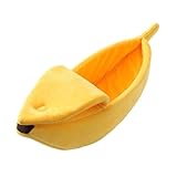 Katzenhöhle in Bananenform, für kleine bis große Katzen, waschbar, weiches Kissen, lustiger Bananenschlafsack