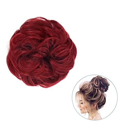 Bun Haarteile 1 Stück rund ums Haar, Pferdeschwanz, Donut-Haarknoten, Haarschmuck for Frauen, synthetischer, unordentlicher, lockiger, gewellter Scrunchie-Chignon mit Gummibandwickel Brötchen-Haarteil