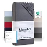 Blumtal® Basics Spannbettlaken 200x220cm Jersey im 2er Set - Bettbezug 200x220cm aus 100% Baumwolle - Oeko-TEX zertifiziertes Spannbetttuch 200x220cm - Bettlaken 200x220 cm - Leintuch 200x220 - Grau