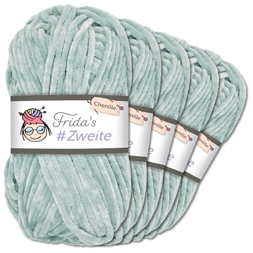 Frida`s #Zweite Wolle 5 x 100g Chenille Wolle Garn Amigurumi Stricken & Häkeln weich (51 - Taubengrau)