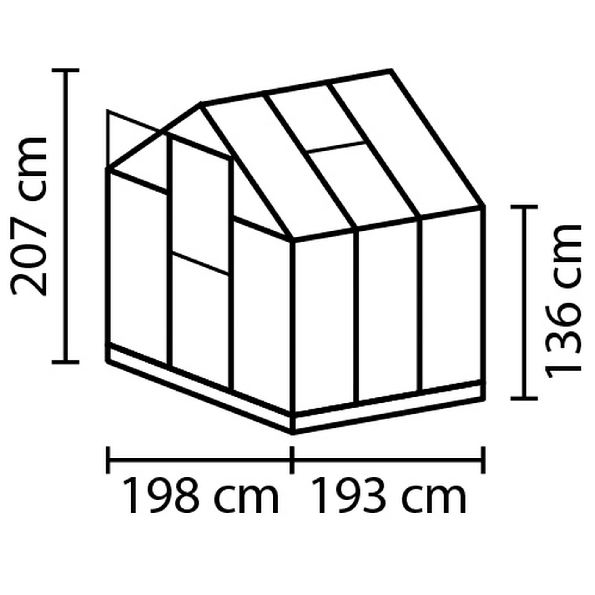 Vitavia Gewächshaus 'Triton 3800' 3,8 m² 190,4 x 190,4 cm 3 mm Sicherheitsglas aluminiumfarben 3