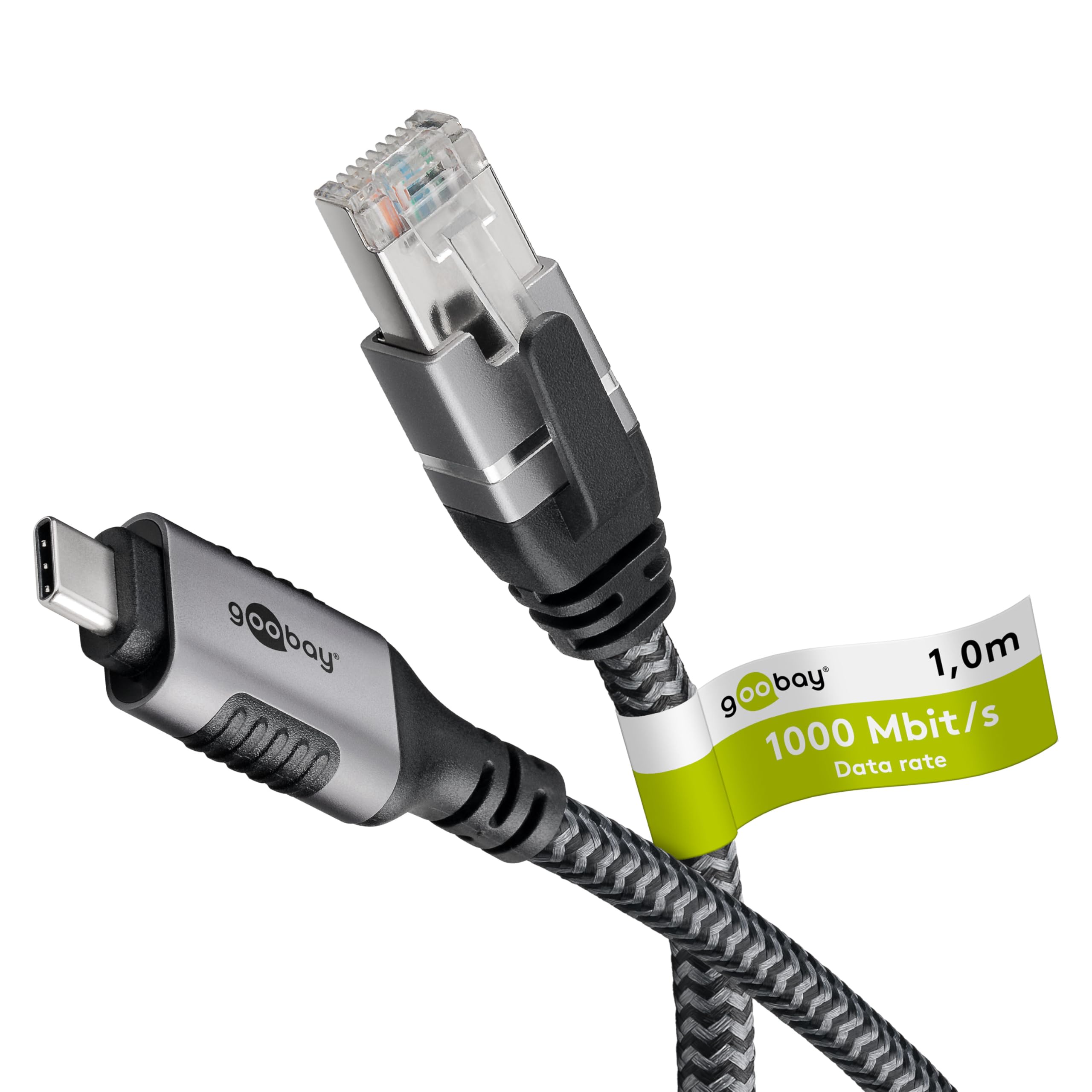 goobay 70696 USB-C auf RJ45 Ethernet CAT 6 Kabel für stabile kabelgebundene Internetverbindung mit Router/Modem/Netzwerk Switch/Ersetzt USB auf RJ45 Adapter / 1 Gbit/s / 1 Meter