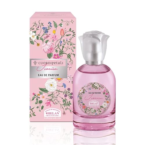 Helan, Cuor di Petali, Iconica, Damen-Parfüm, Eau de Parfum, blumiger Duft, Puderpuder, Moschus, Harmonie zwischen Rosenholz und weißem Moschus, 50 ml, hergestellt in Italien