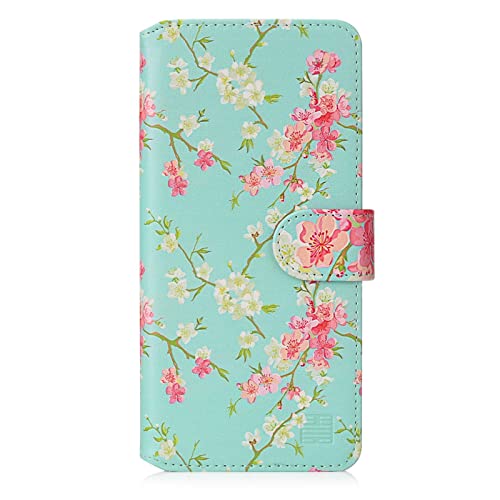 32nd Blumen Series 2.0 - PU Leder-Mappen-Hülle Case Cover für Samsung Galaxy Note 20, Blumendesign hüllen Entwurf gemacht Mit Kartensteckplatz und Magnetverschluss - Frühlings-Blau