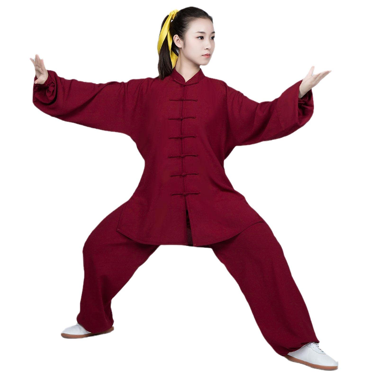 ZEDDG Traditionelle Chinesische kung fu anzug Kampfkunst Uniform damen Herren Tai Chi Wing Chun Kleidung,Red-XXXXL