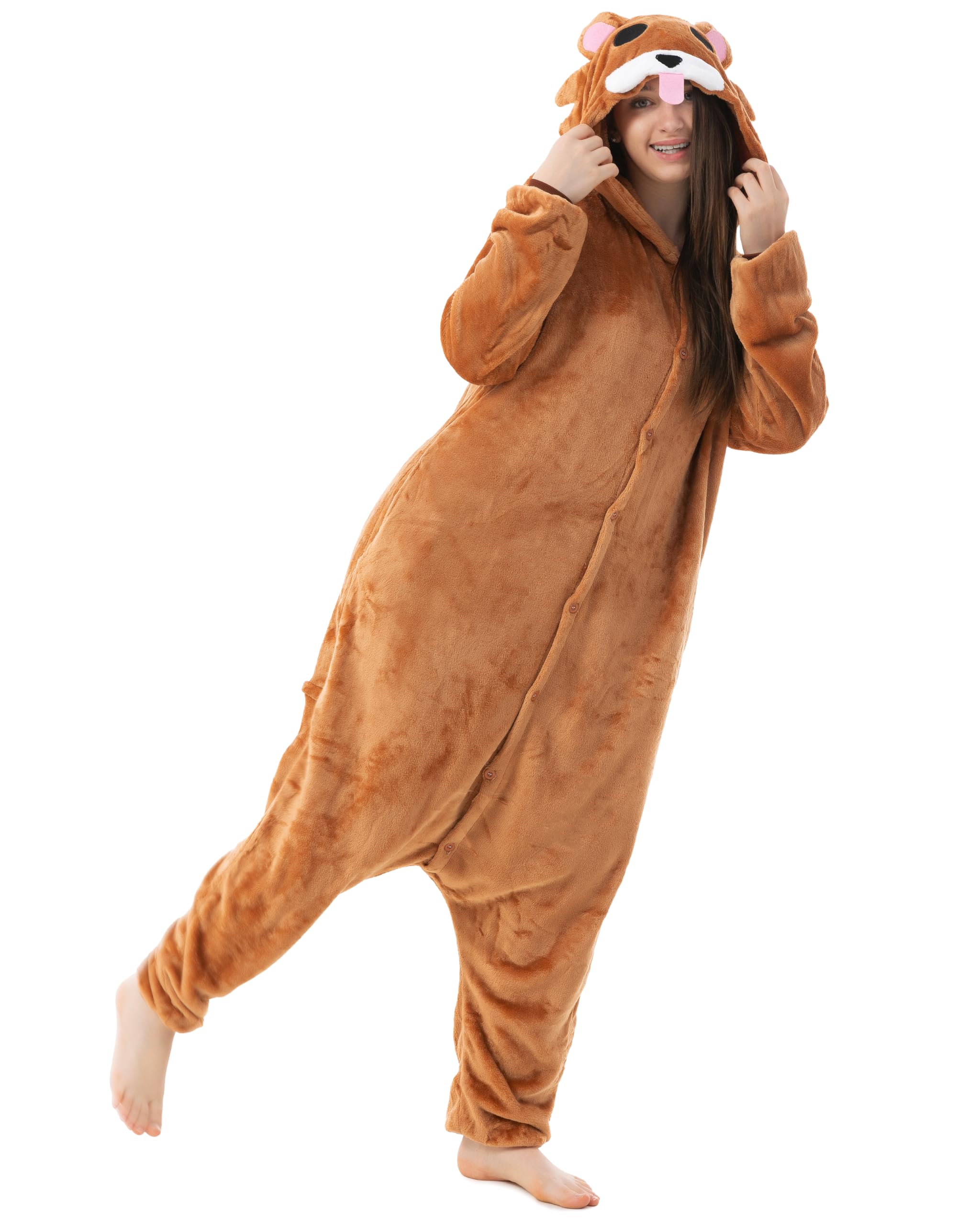 Katara 1744 (30+ Designs) Bären-Kostüm Grizzly, Unisex Onesie/ Pyjama-Qualität für Erwachsene & Teenager