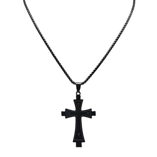 XIPIEIO Herrenmode-Trend-Halskette Gothic-Kreuz-Anhänger Halskette für Männer Street-Style schwarze Farbe Gothic-Halsketten Vintage-Schmuck Punk-Geschenk personalisiertes Geschenk