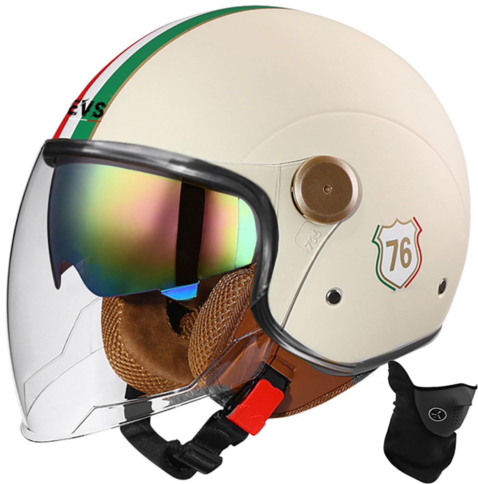 Offener Helm, Motorrad-Halbhelm, DOT/ECE-Zugelassener Motorrad-Sturzhelm Mit Sonnenblende, Retro-Vintage-Stil, Motorrad-Vespa-Jet-Helm Für Kinder, Jugendliche, Männer Und Frauen 12,M 56-57cm