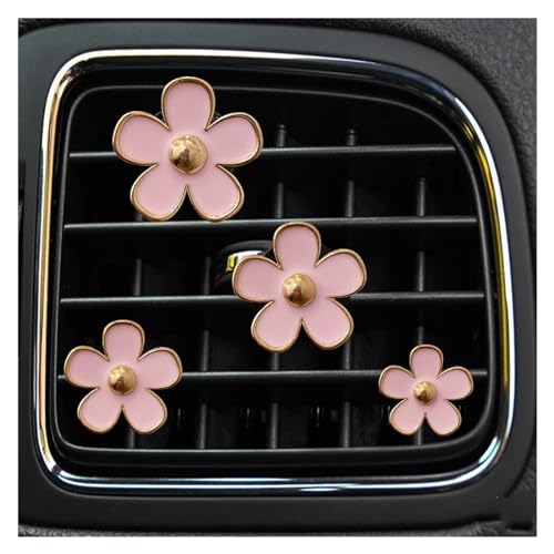 Auto Innenzubehör 4 Teile/satz Auto Outlet Vent Parfüm Clips Auto Lufterfrischer Klimaanlage Aromatherapie Kleine Gänseblümchen Innen Dekoration Auto Zierleiste(Pink)